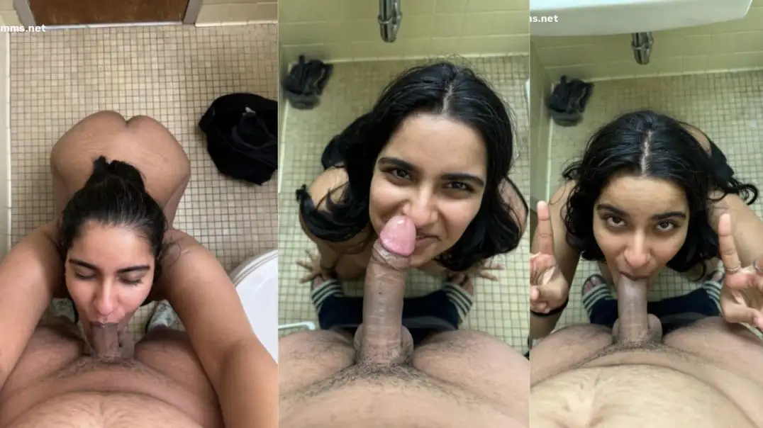 Sleek NRI Babe Gives Hot Bathroom Blowjob with Stunning Eye Contact