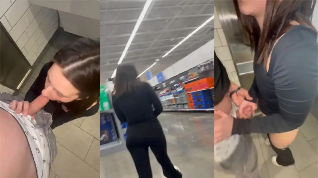 Desi Girl Gives Wild Blowjob in Public Washroom