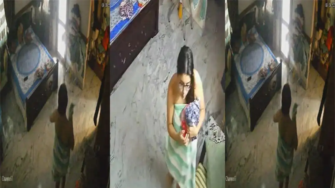 Home Alone Babe Caught Nude on CCTV